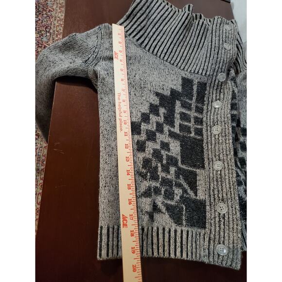 AX Armani Exchange Womens Wool Blend Button Cowl Aztec Cardigan Sweater Size XS - Picture 9 of 9